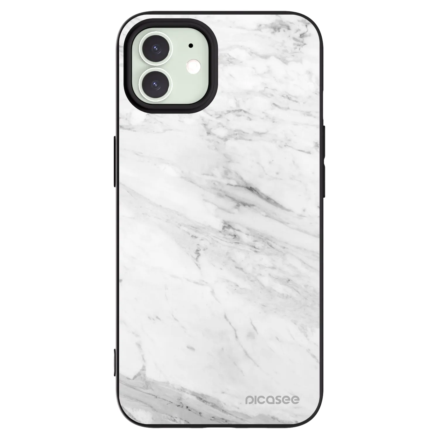 Picasee silikonski črni ovitek za Apple iPhone 12 - White marble