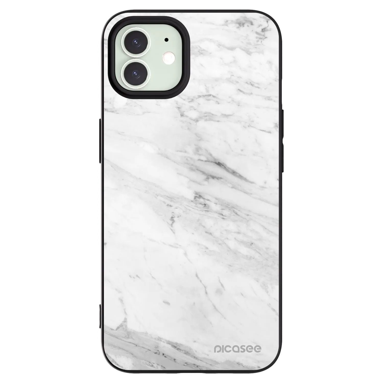 Picasee silikonski črni ovitek za Apple iPhone 12 Pro - White marble