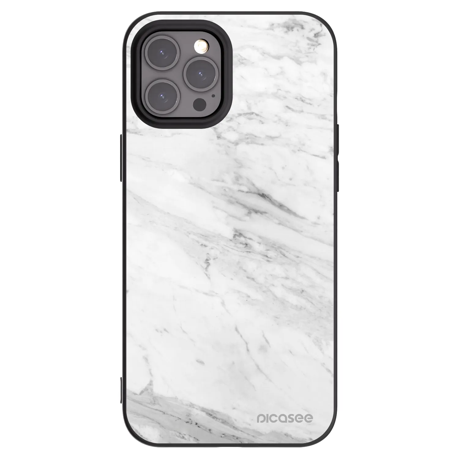 Picasee silikonski črni ovitek za Apple iPhone 12 Pro Max - White marble