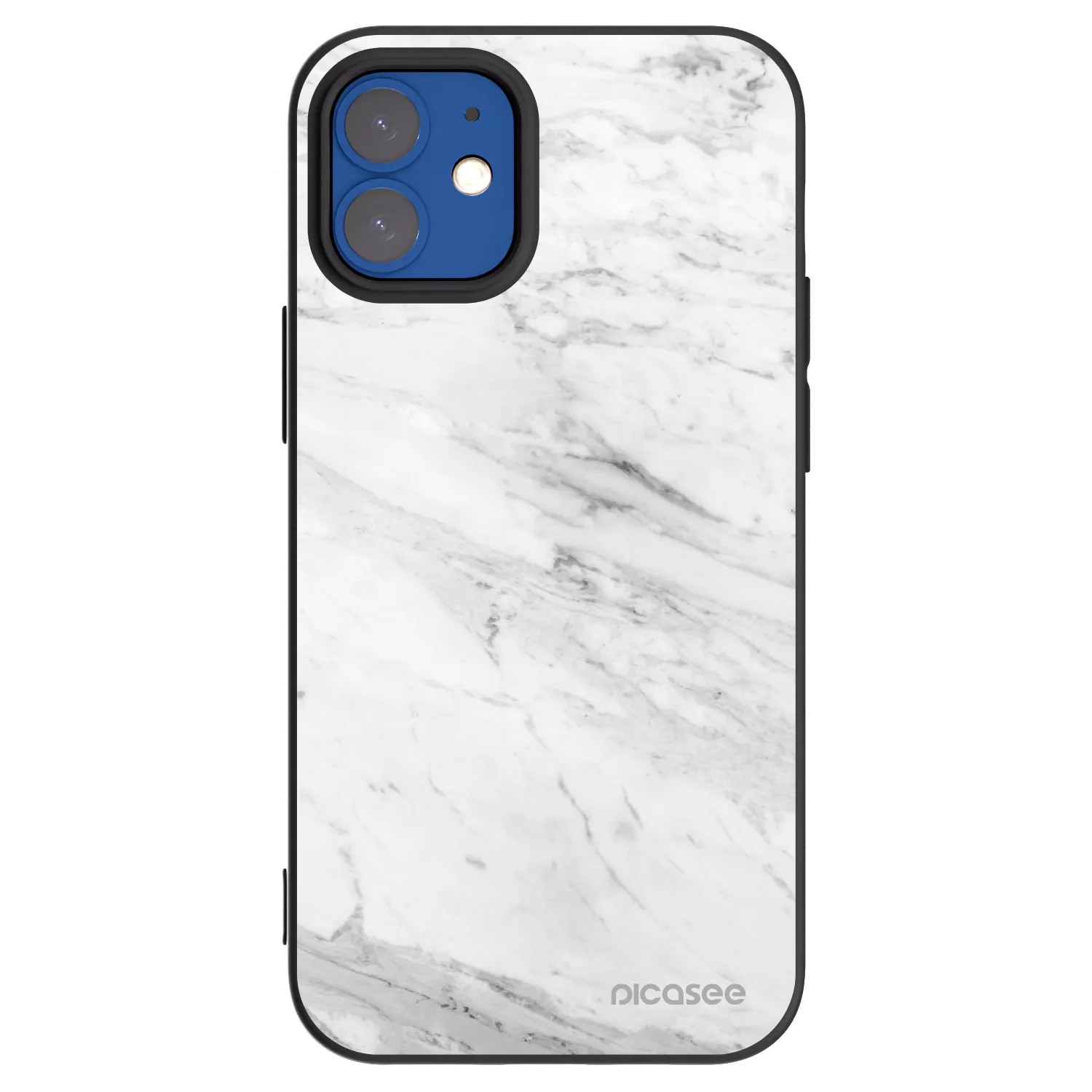 Picasee silikonski črni ovitek za Apple iPhone 12 mini - White marble