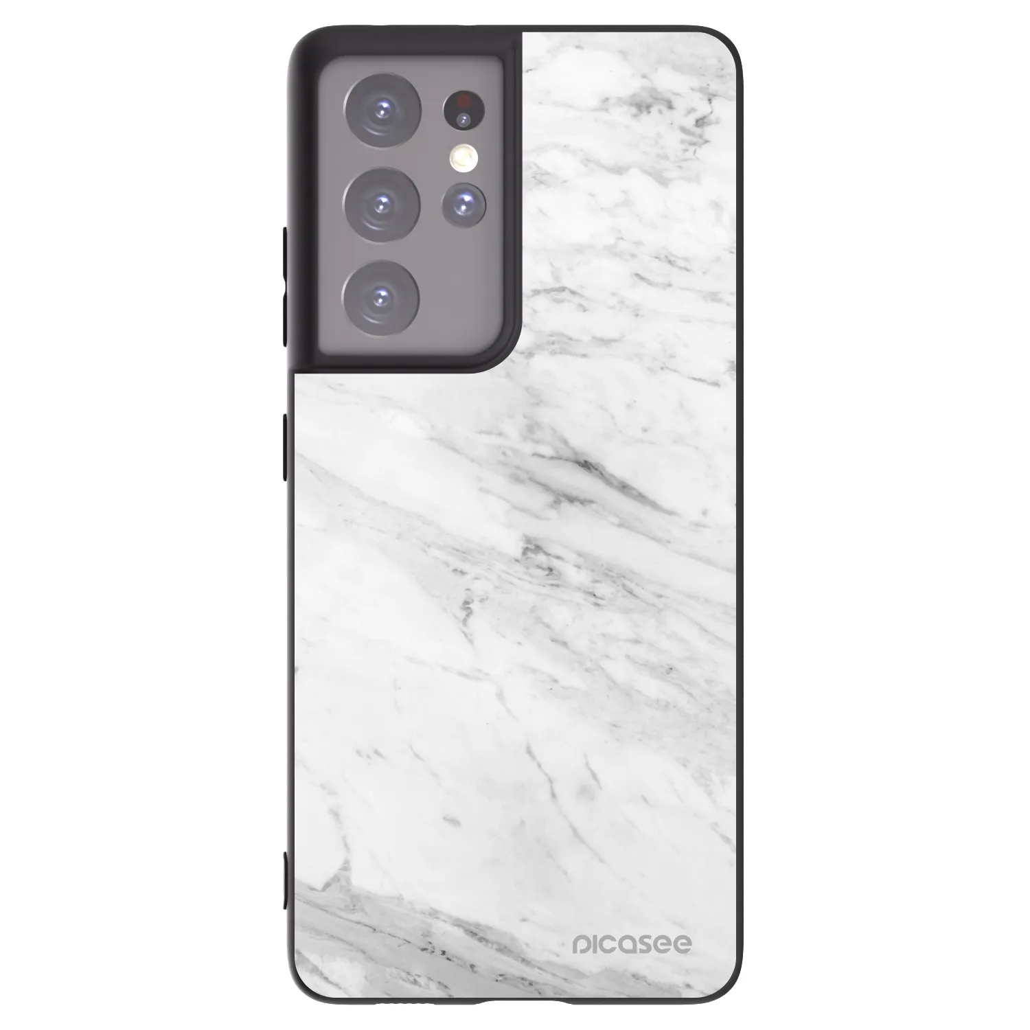 Picasee silikonski črni ovitek za Samsung Galaxy S21 Ultra 5G G998B - White marble