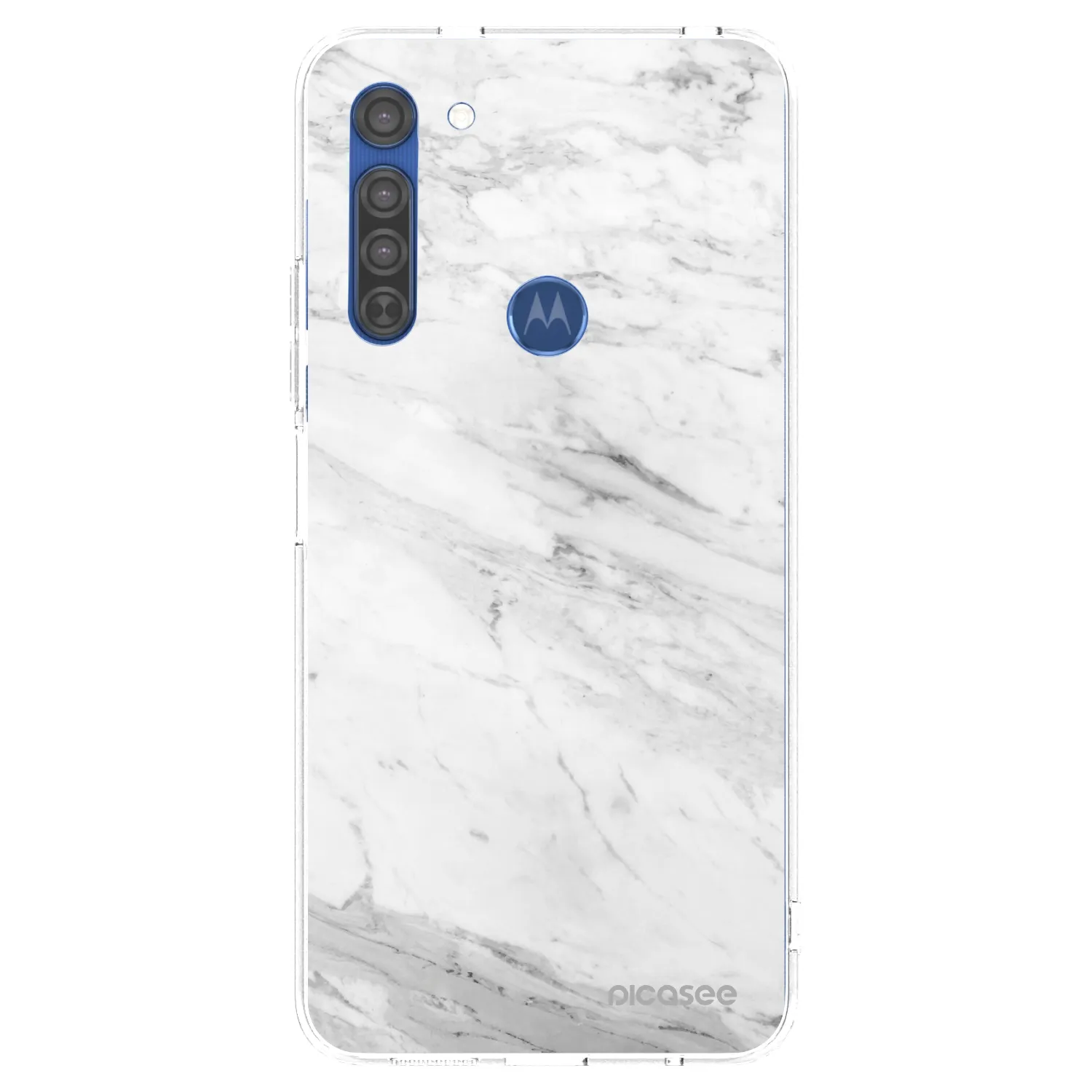 Picasee silikonski prozorni ovitek za Motorola Moto G8 - White marble