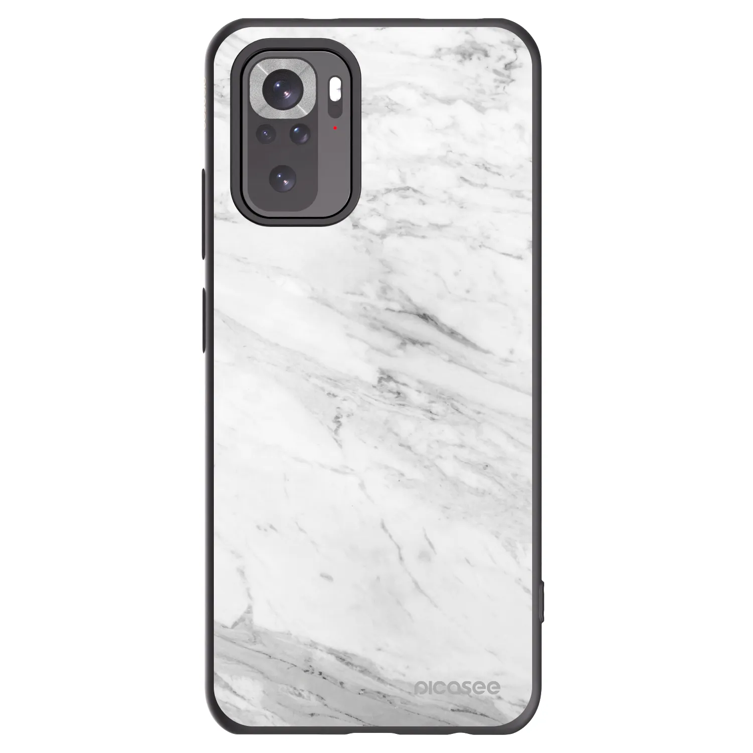 Picasee silikonski črni ovitek za Xiaomi Redmi Note 10S - White marble