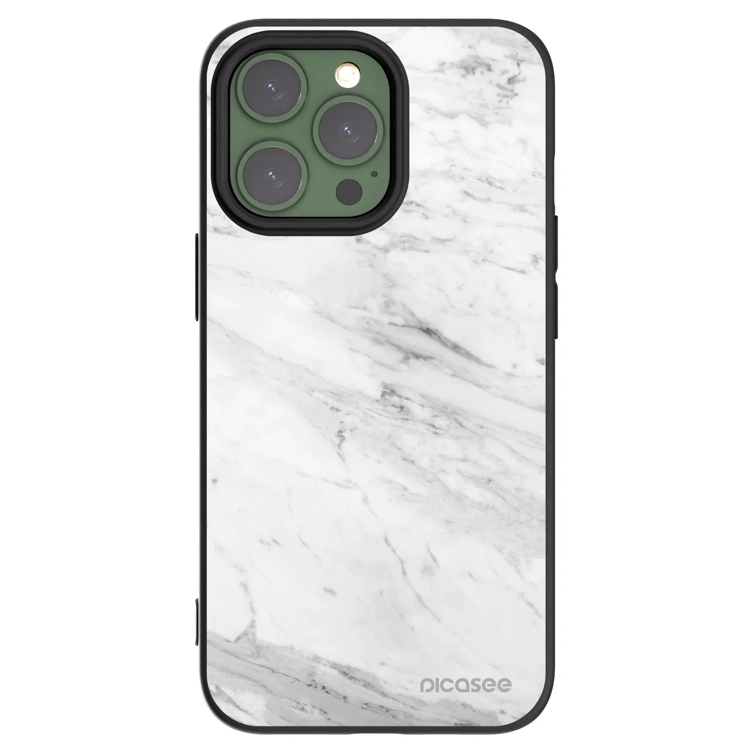 Picasee silikonski črni ovitek za Apple iPhone 13 Pro - White marble