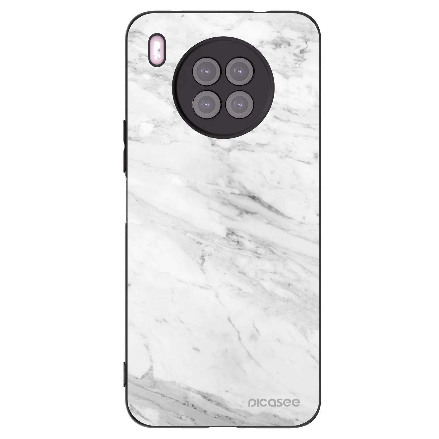 Picasee silikonski črni ovitek za Huawei Nova 8i - White marble