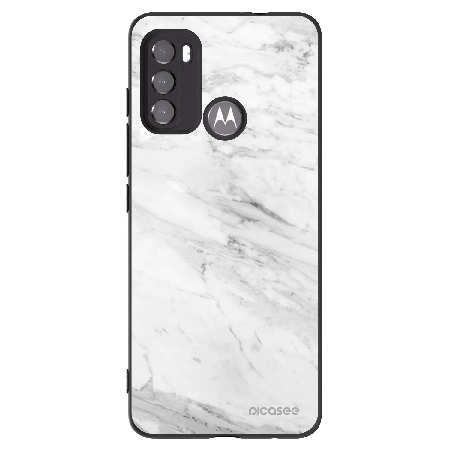 Picasee silikonski črni ovitek za Motorola Moto G60 - White marble