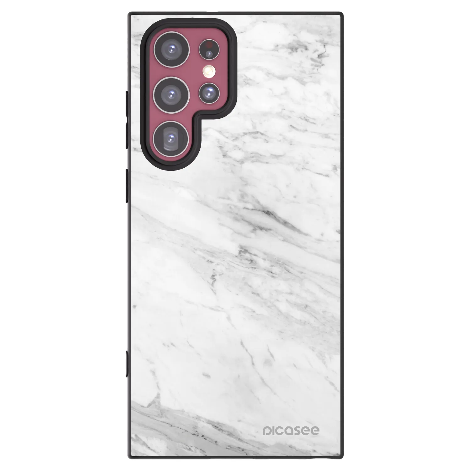Picasee silikonski črni ovitek za Samsung Galaxy S22 Ultra 5G - White marble