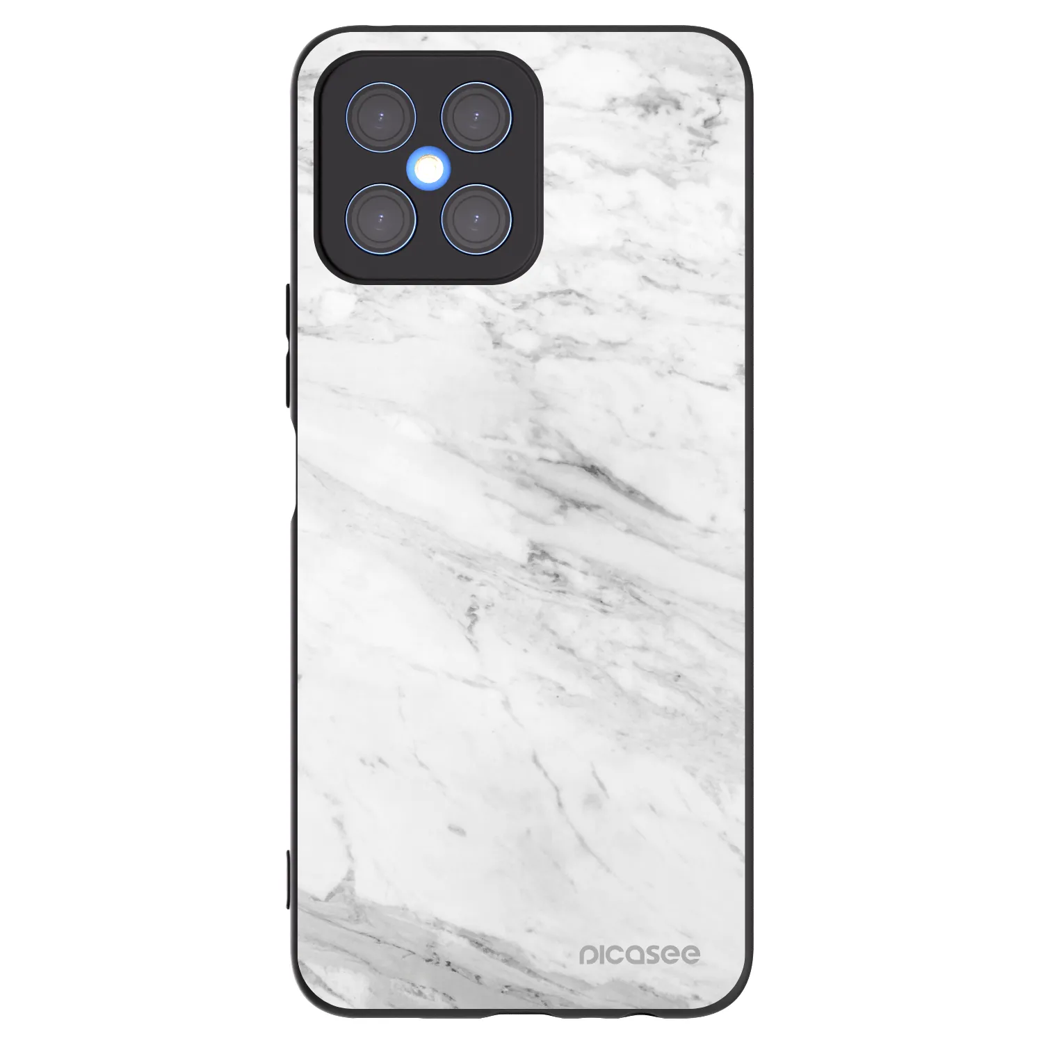 Picasee silikonski črni ovitek za Honor X8 4G - White marble