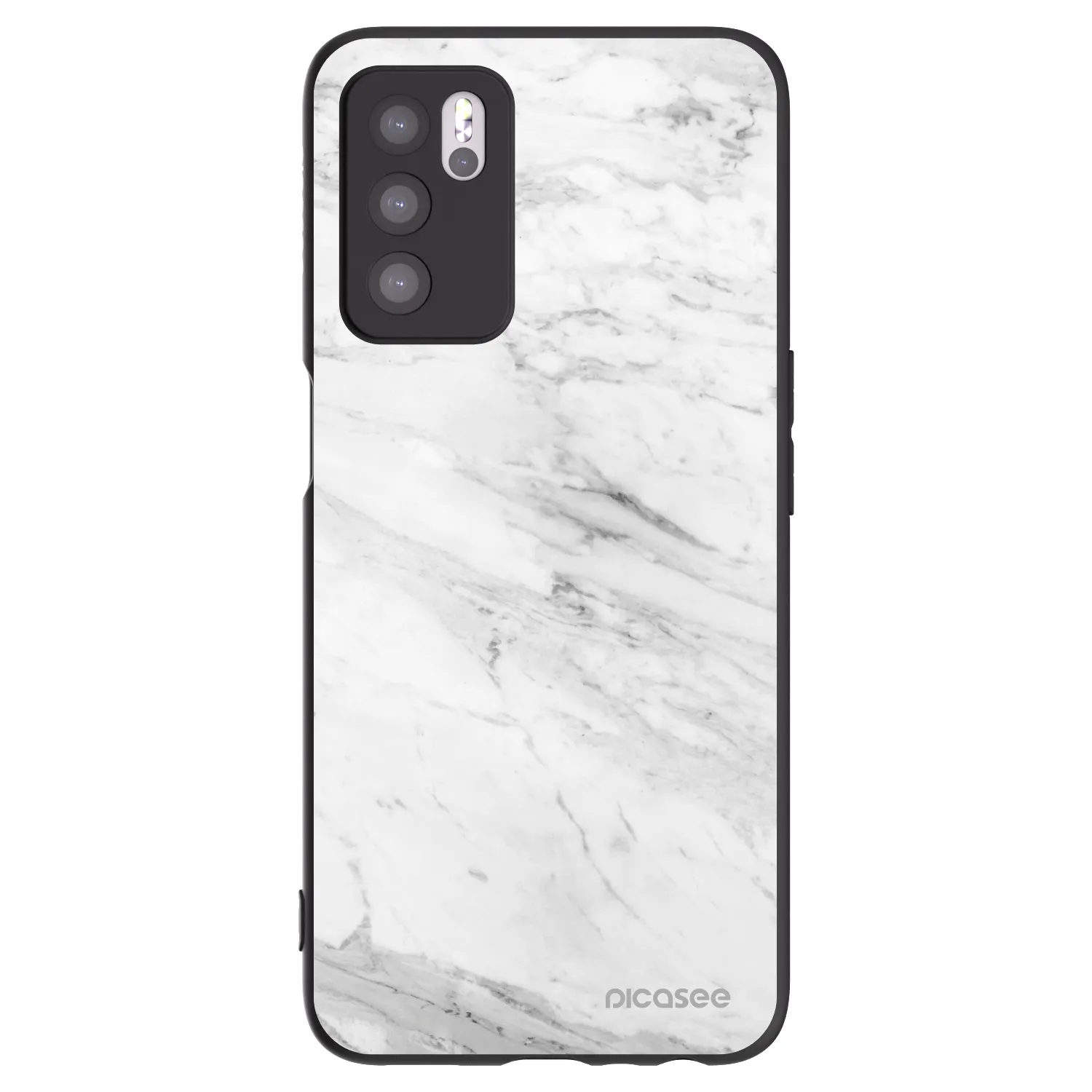 Picasee silikonski črni ovitek za OPPO A16s - White marble