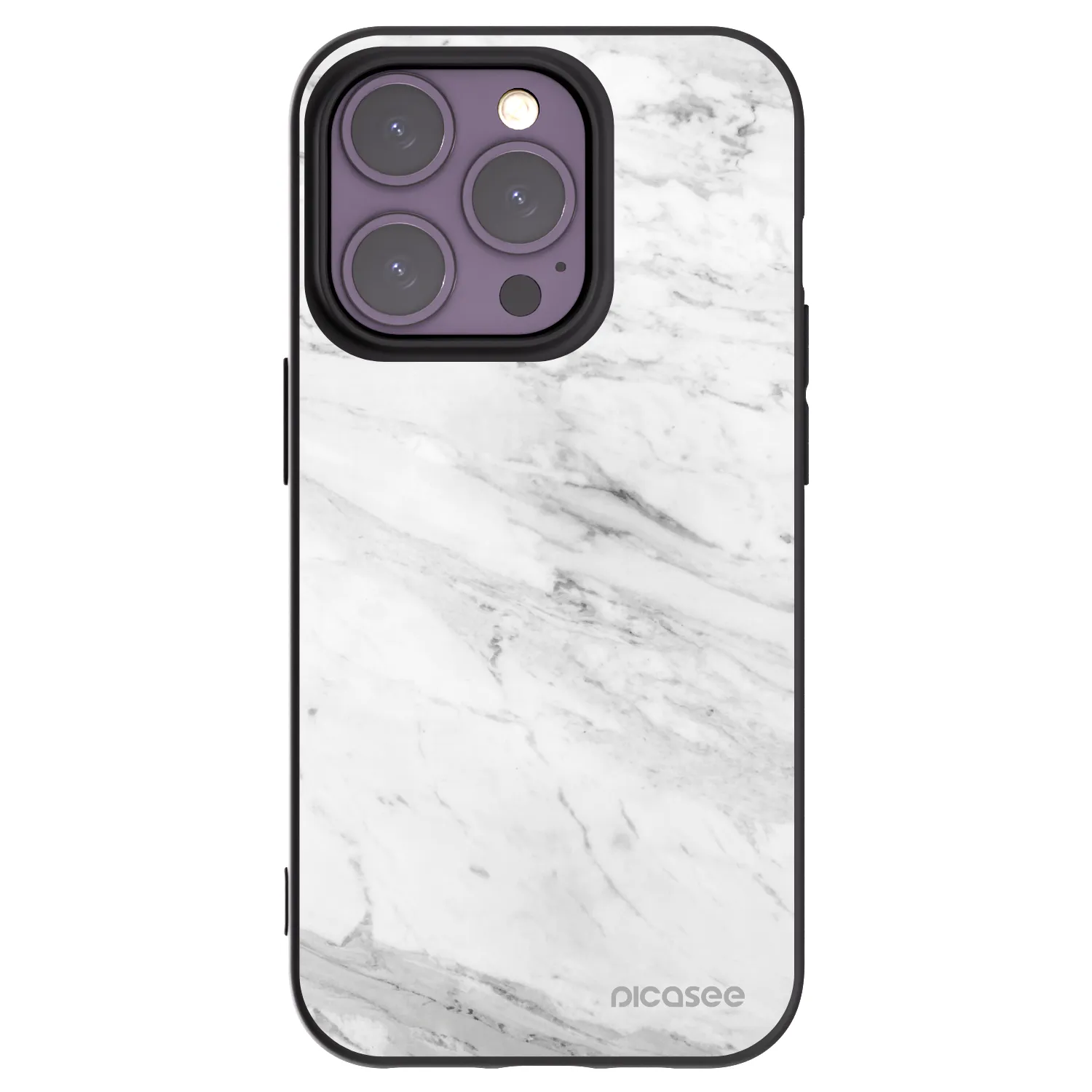 Picasee silikonski črni ovitek za Apple iPhone 14 Pro - White marble
