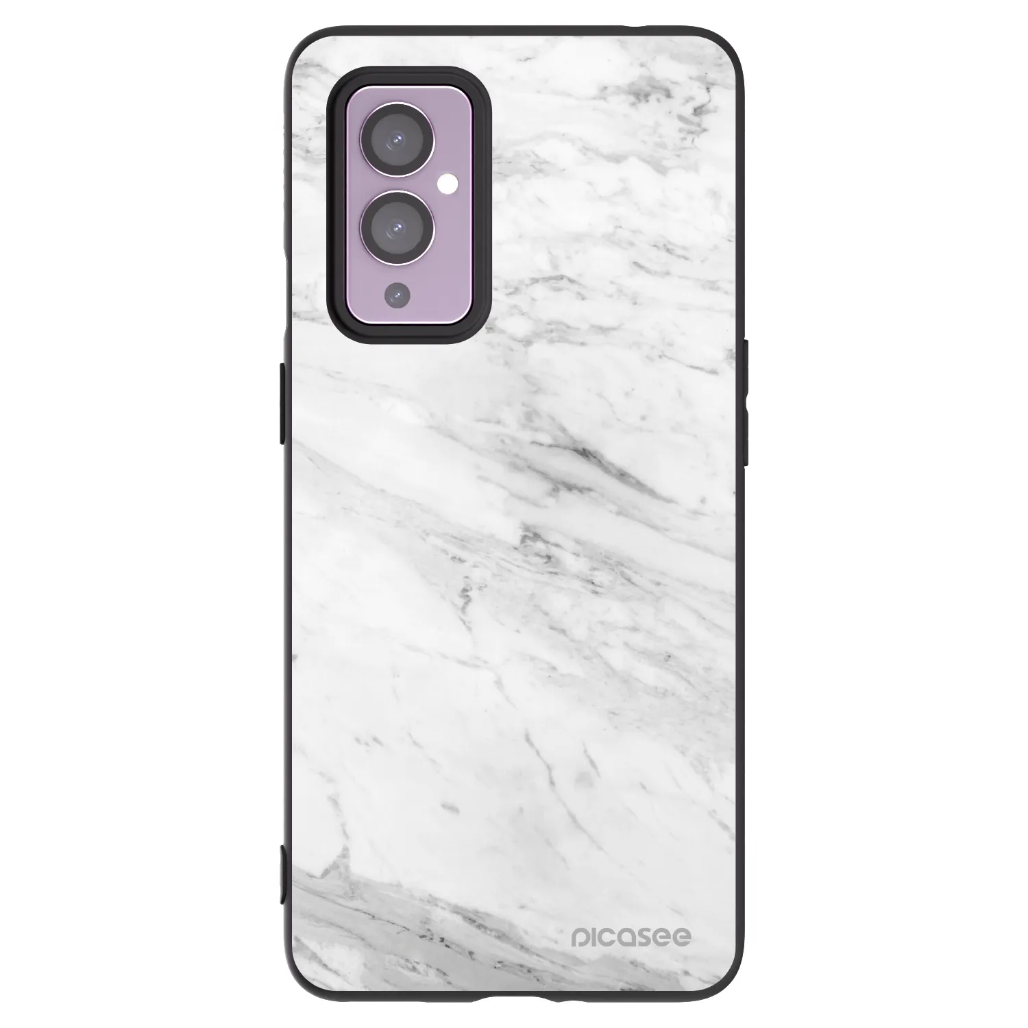 Picasee silikonski črni ovitek za OnePlus 9 - White marble