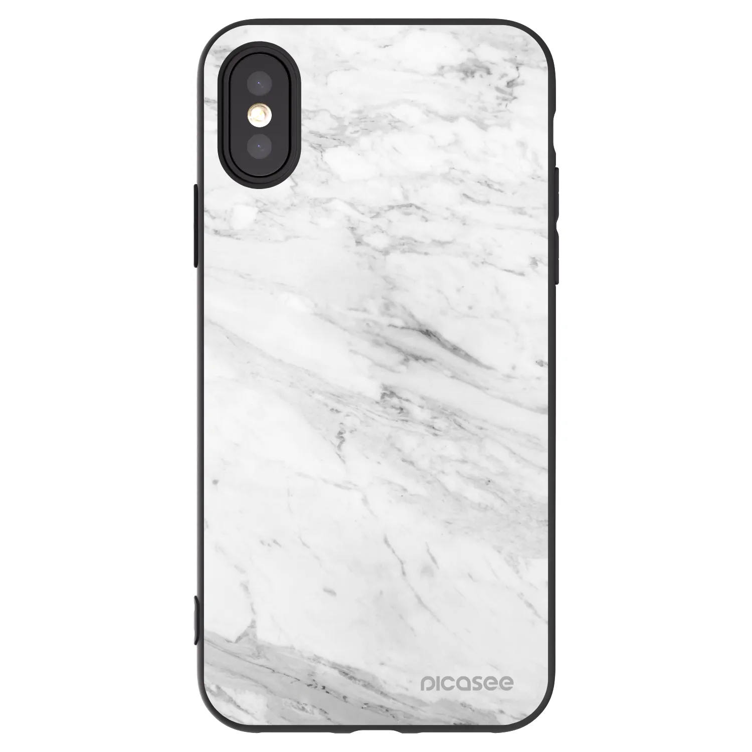 Picasee silikonski črni ovitek za Apple iPhone X/XS - White marble