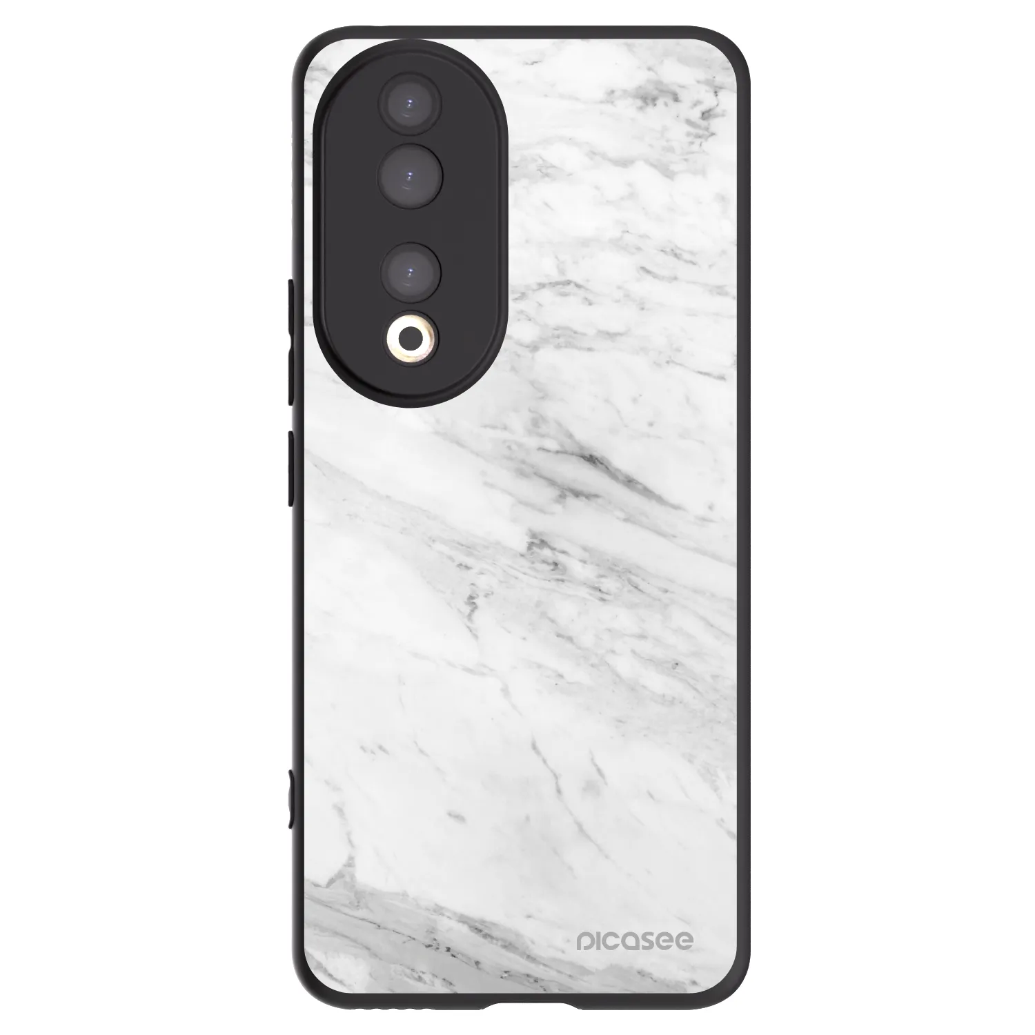 Picasee silikonski črni ovitek za Honor 90 5G - White marble