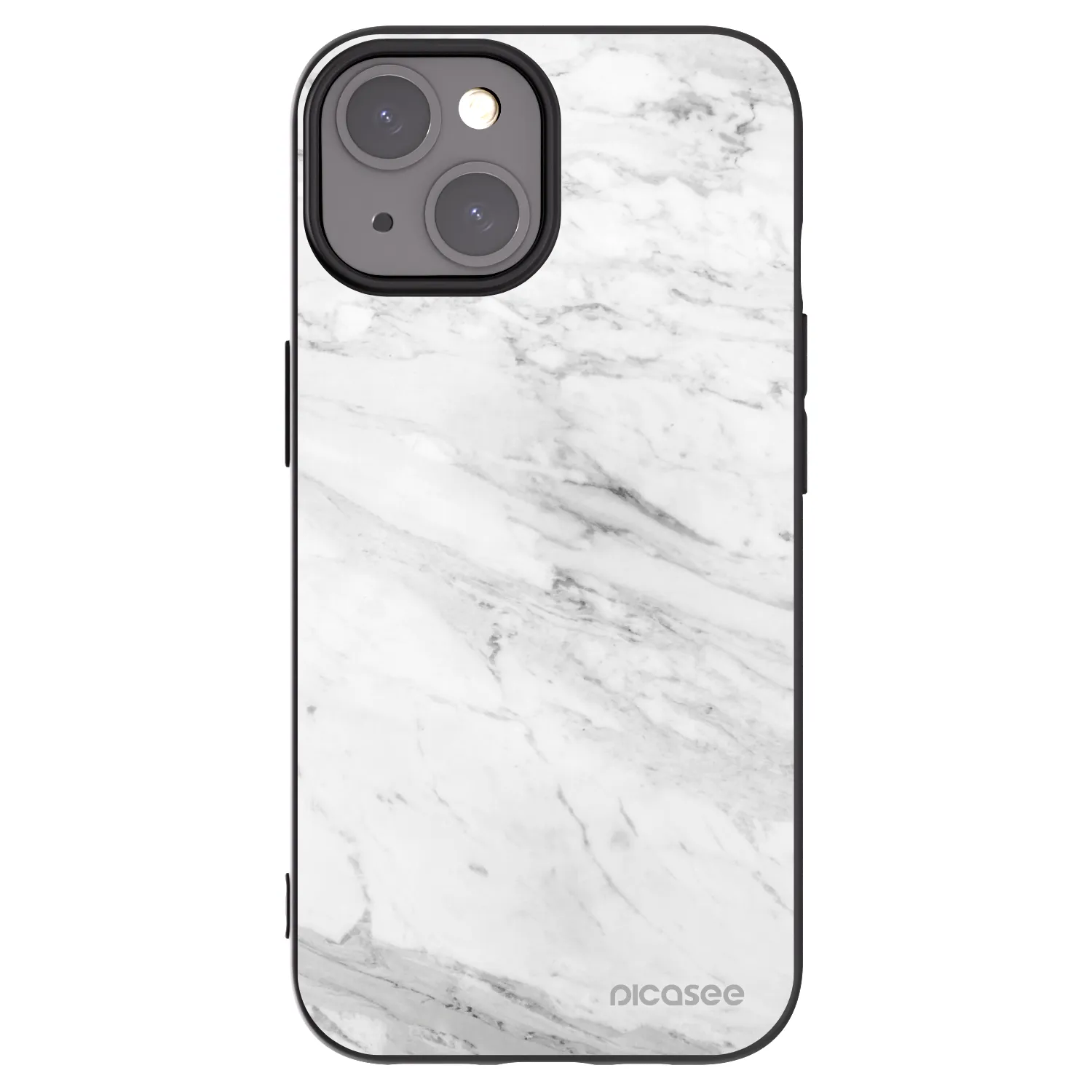 Picasee silikonski črni ovitek za Apple iPhone 15 - White marble