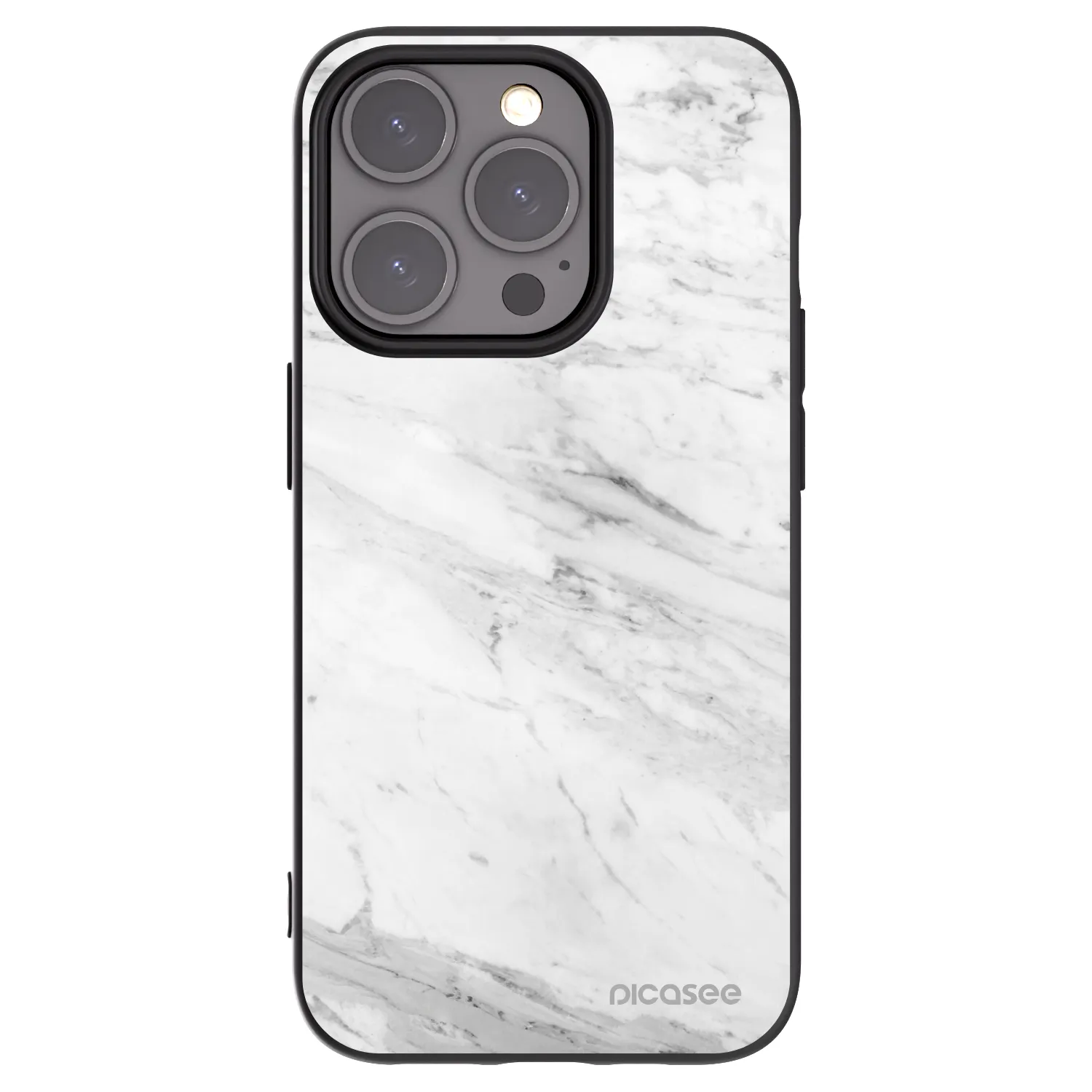 Picasee silikonski črni ovitek za Apple iPhone 15 Pro - White marble