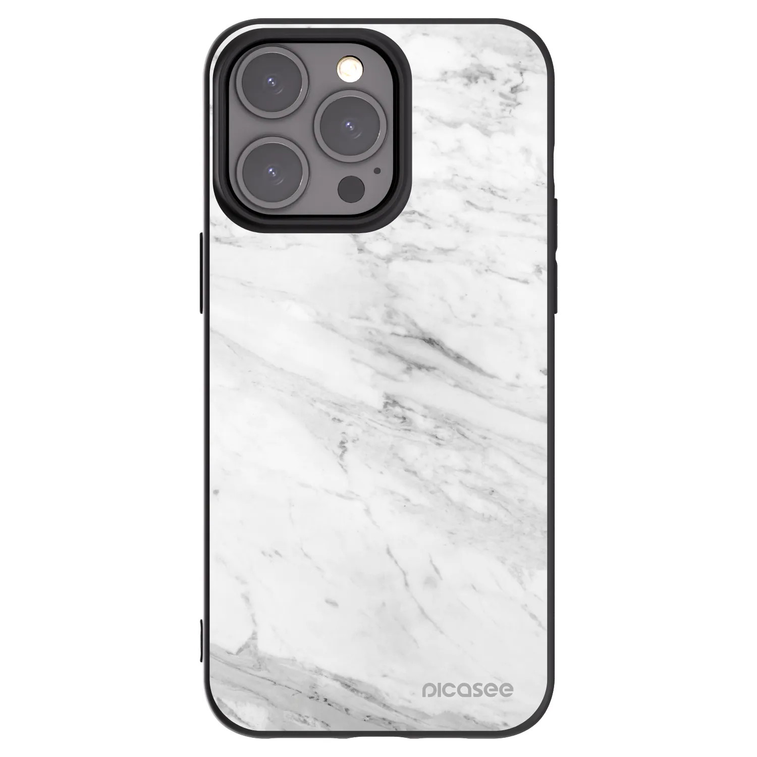 Picasee silikonski črni ovitek za Apple iPhone 15 Pro Max - White marble