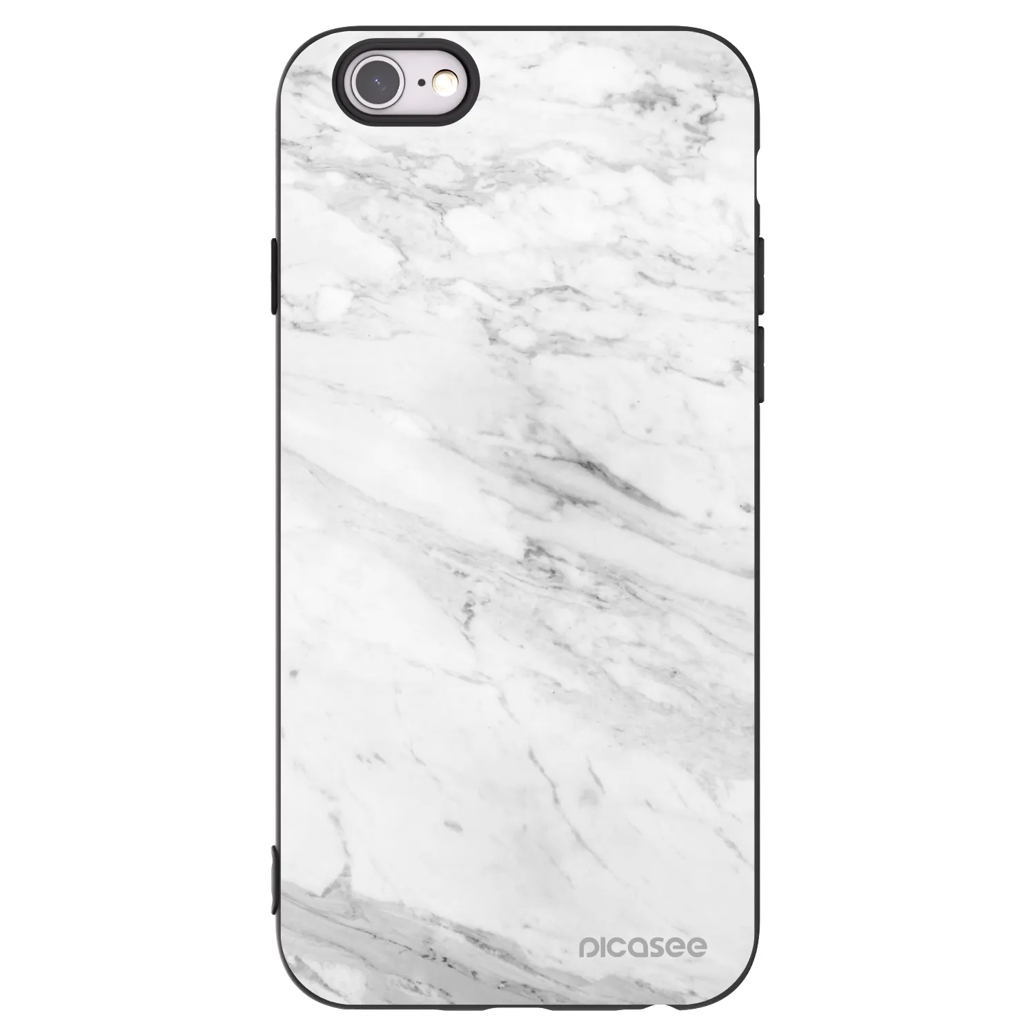 Picasee silikonski črni ovitek za Apple iPhone 6/6S - White marble