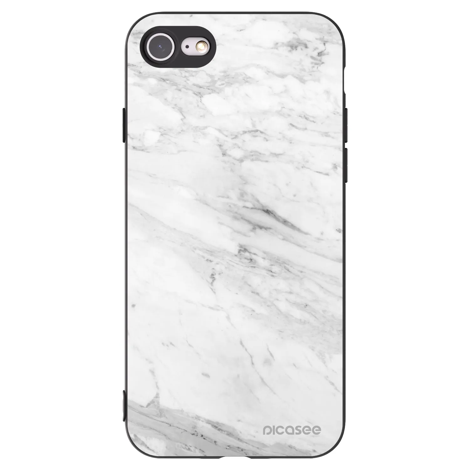 Picasee silikonski črni ovitek za Apple iPhone 7 - White marble