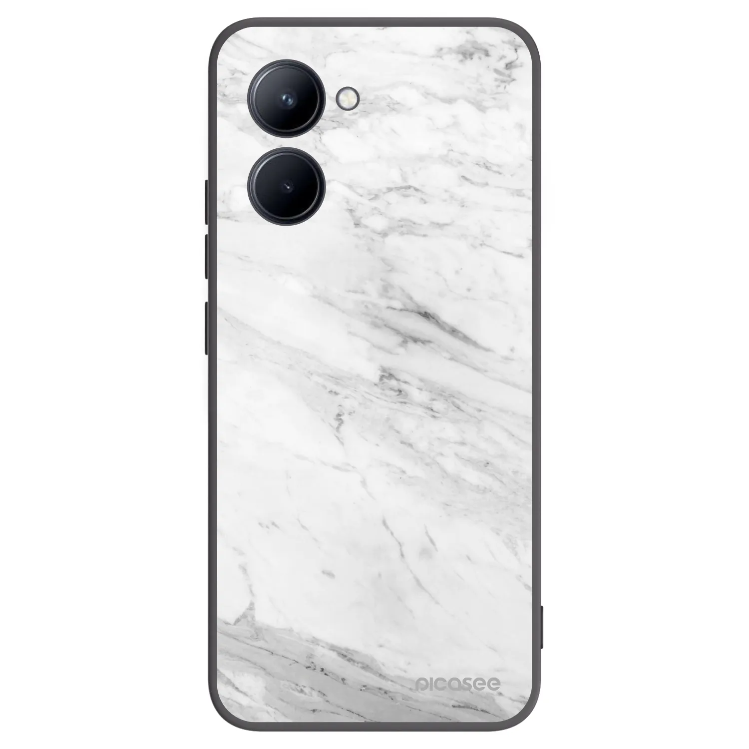 Picasee silikonski črni ovitek za Realme C33 (2023) - White marble