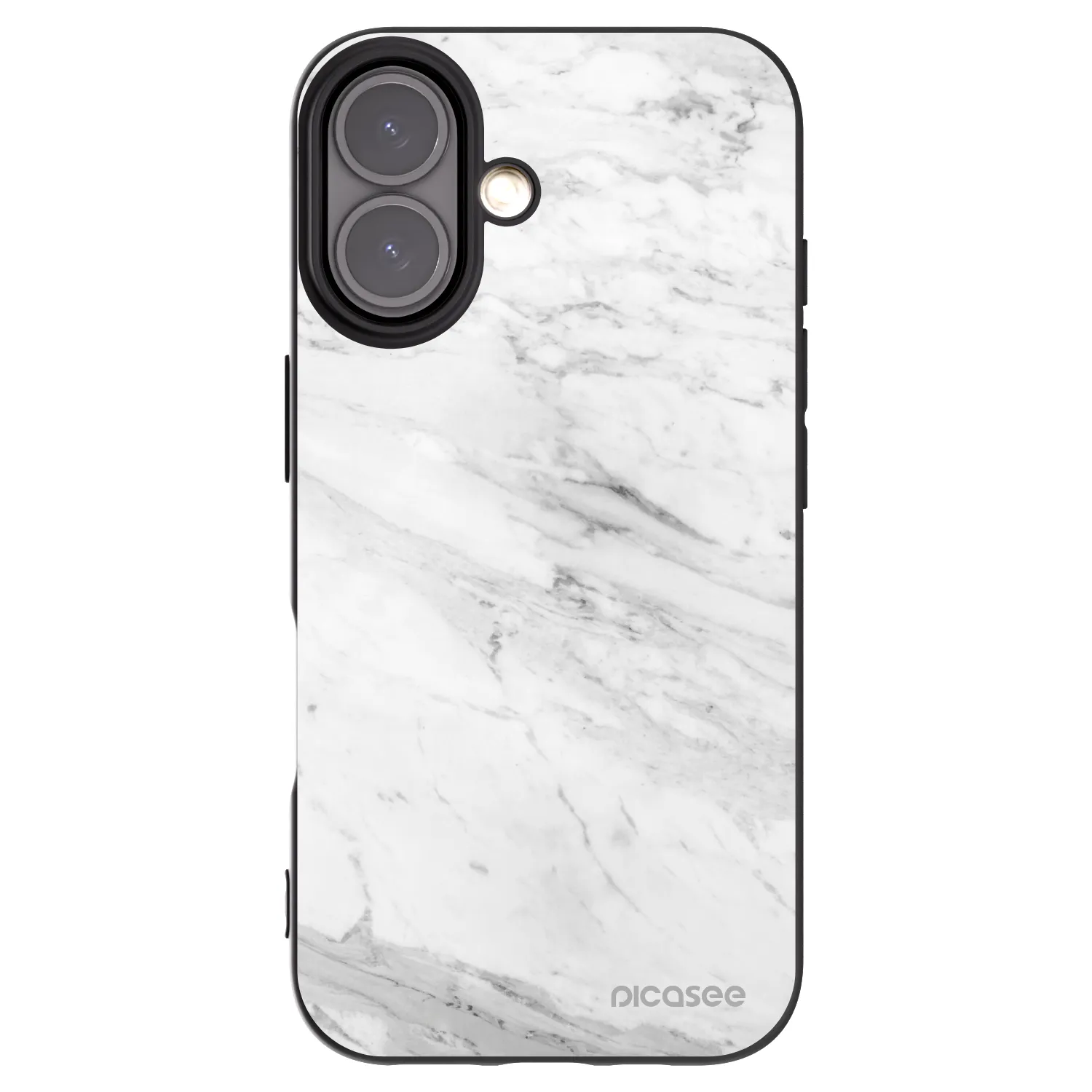 Picasee silikonski črni ovitek za Apple iPhone 16 - White marble