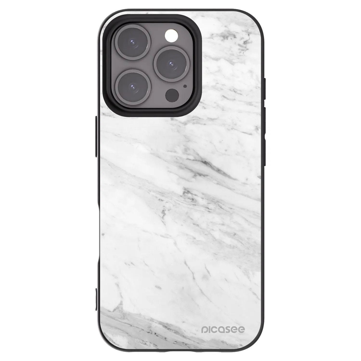Picasee silikonski črni ovitek za Apple iPhone 16 Pro - White marble