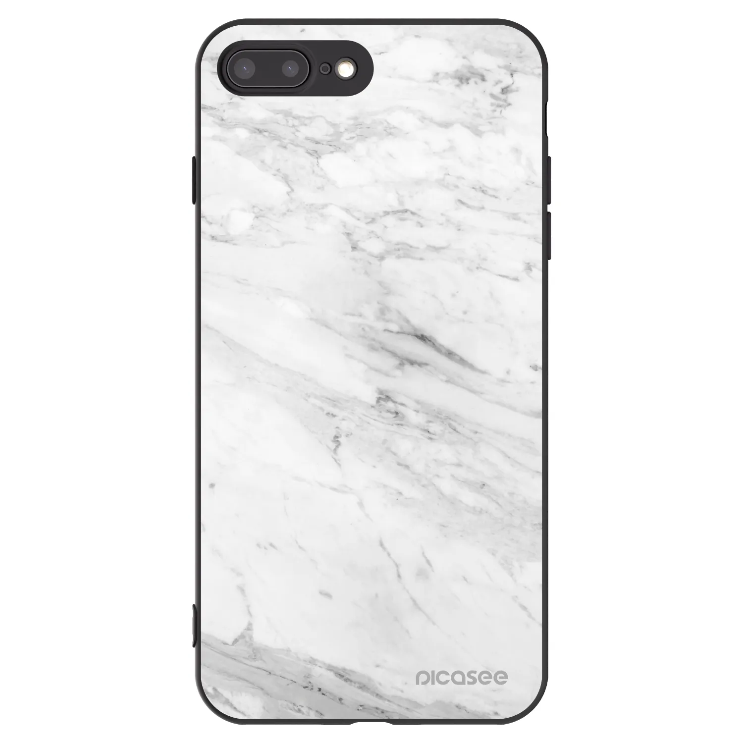 Picasee silikonski črni ovitek za Apple iPhone 7 Plus - White marble