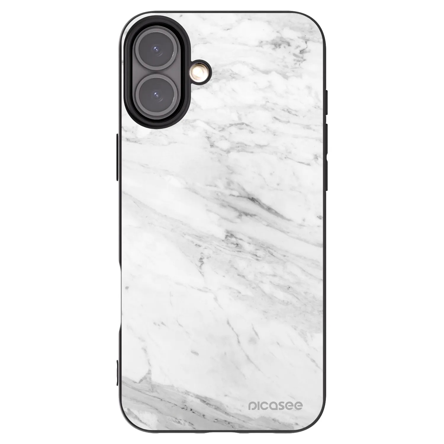 Picasee silikonski črni ovitek za Apple iPhone 16 Plus - White marble