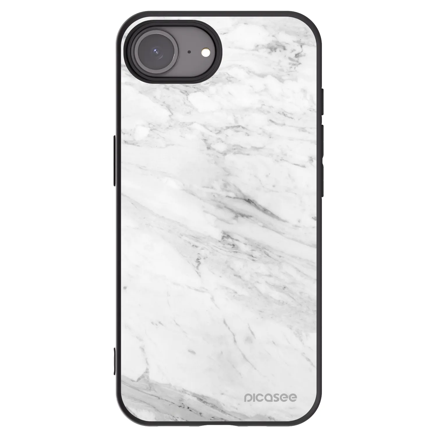Picasee silikonski črni ovitek za Apple iPhone 16e - White marble