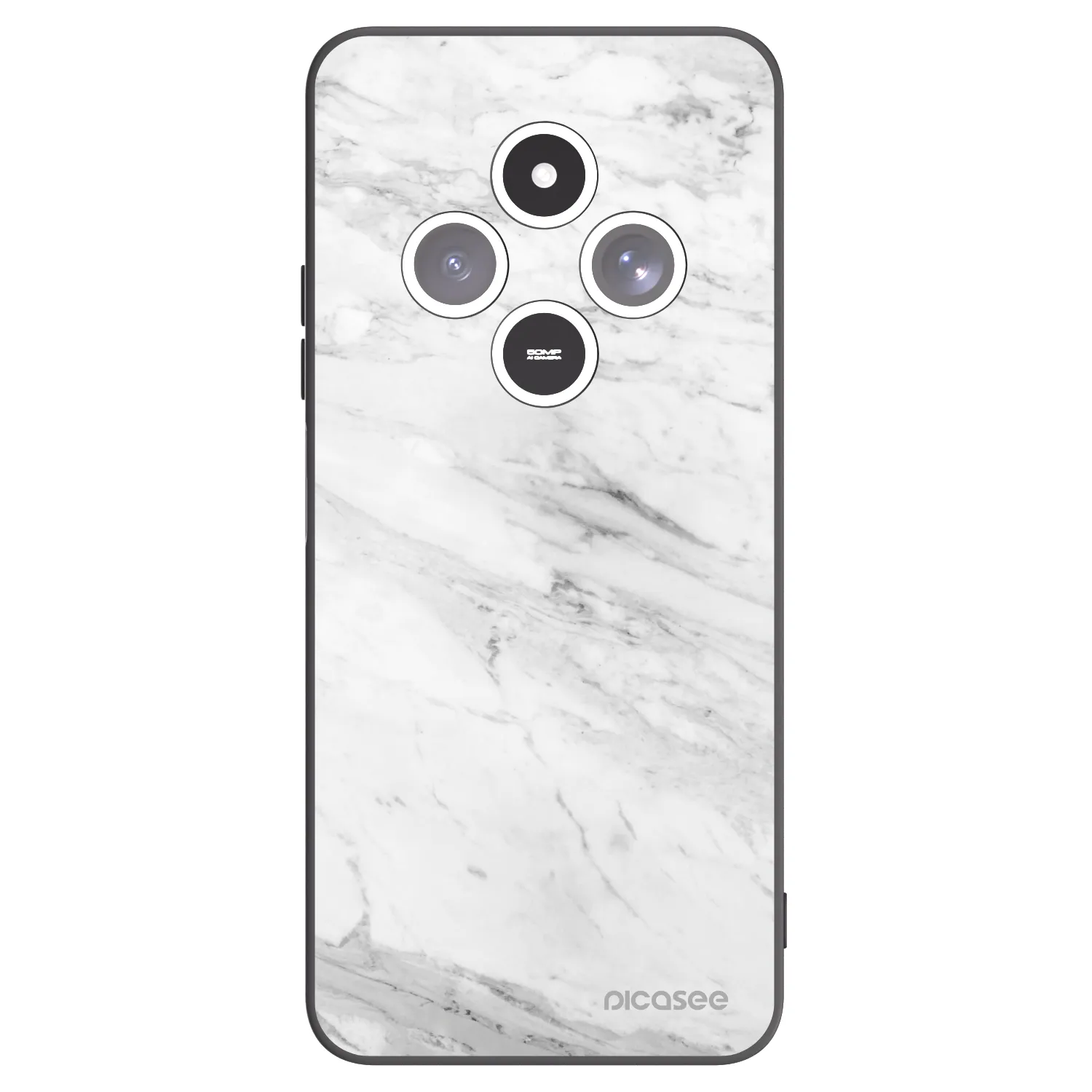 Picasee silikonski črni ovitek za Xiaomi Redmi 14C - White marble