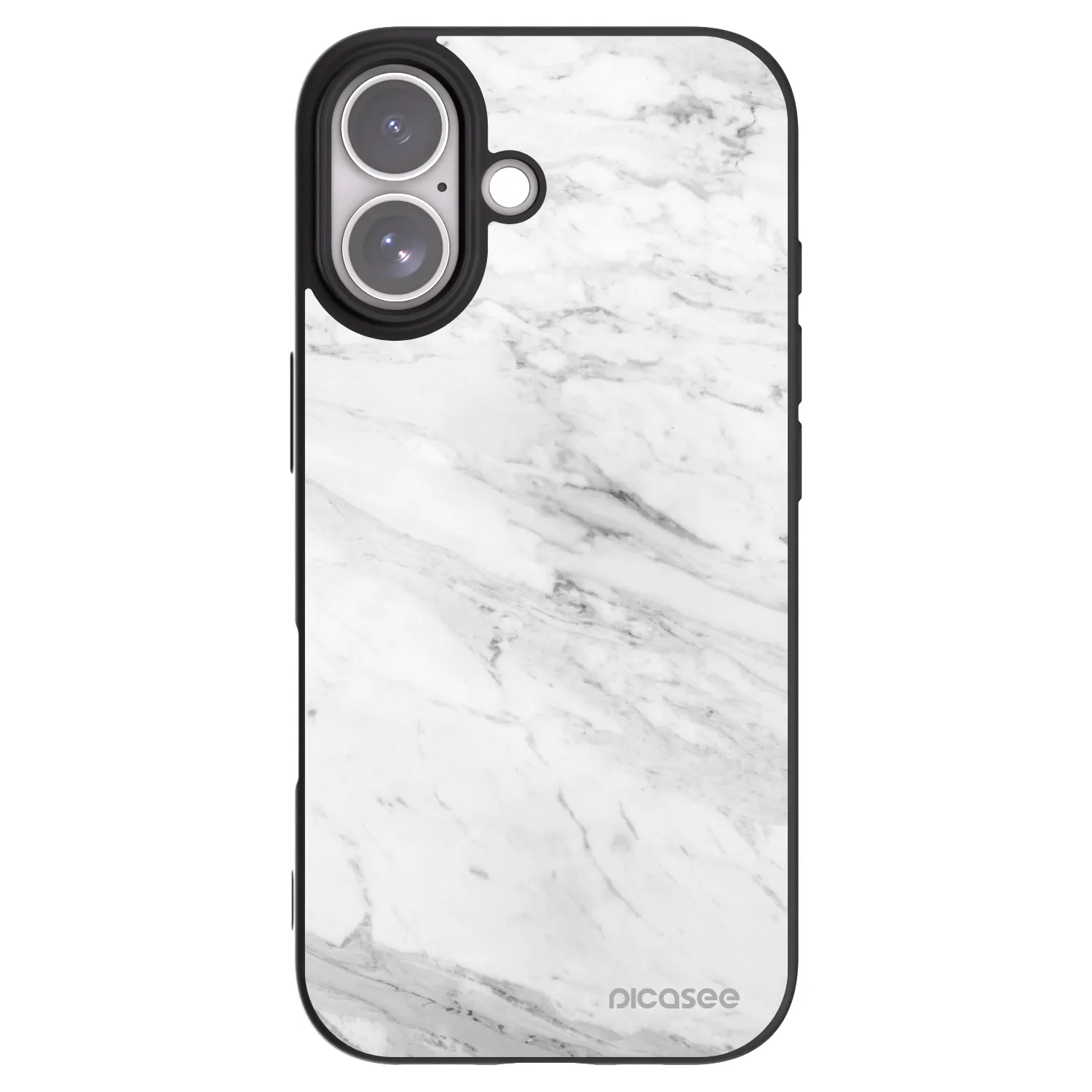 Picasee silikonski črni ovitek za Apple iPhone 17 - White marble