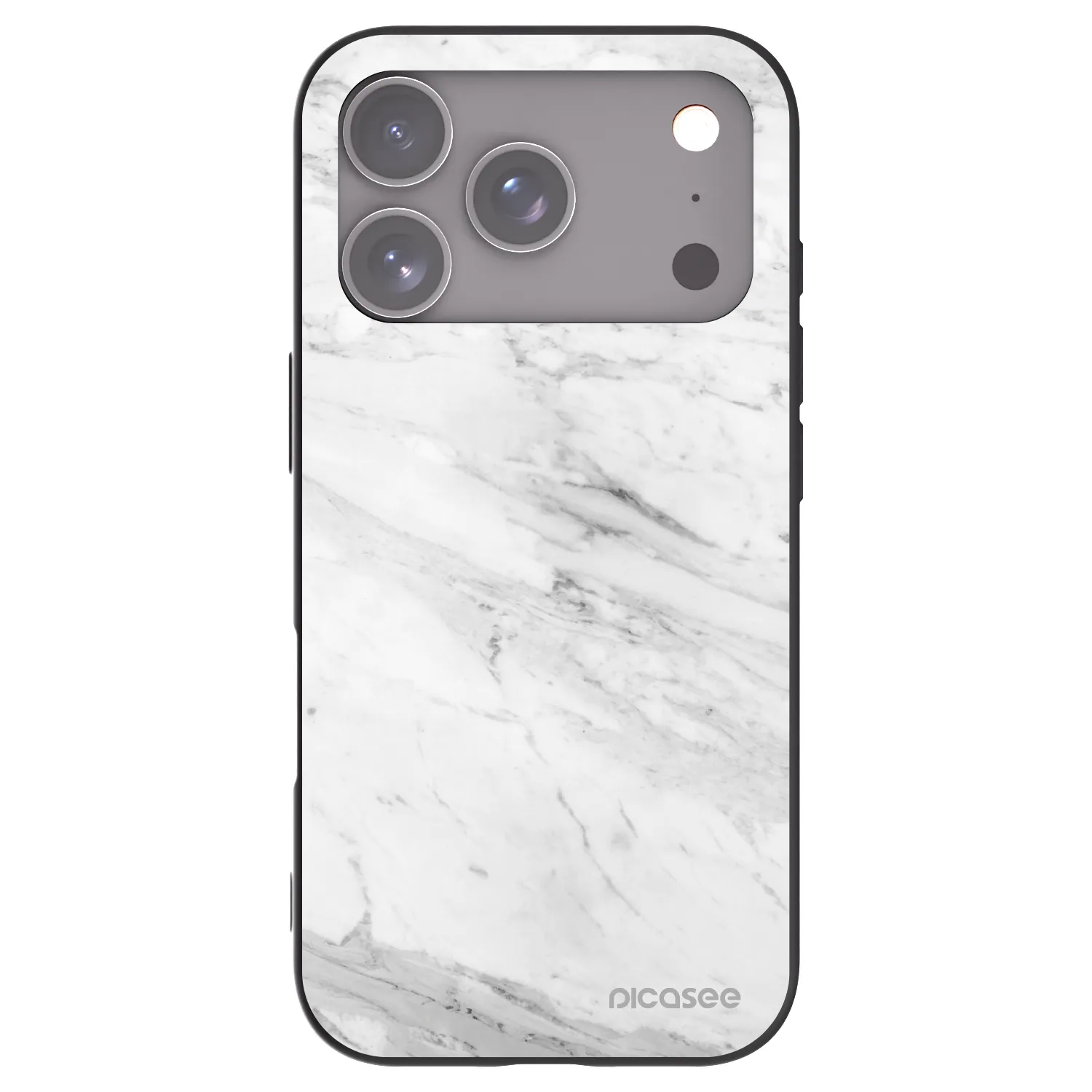 Picasee silikonski črni ovitek za Apple iPhone 17 Pro - White marble