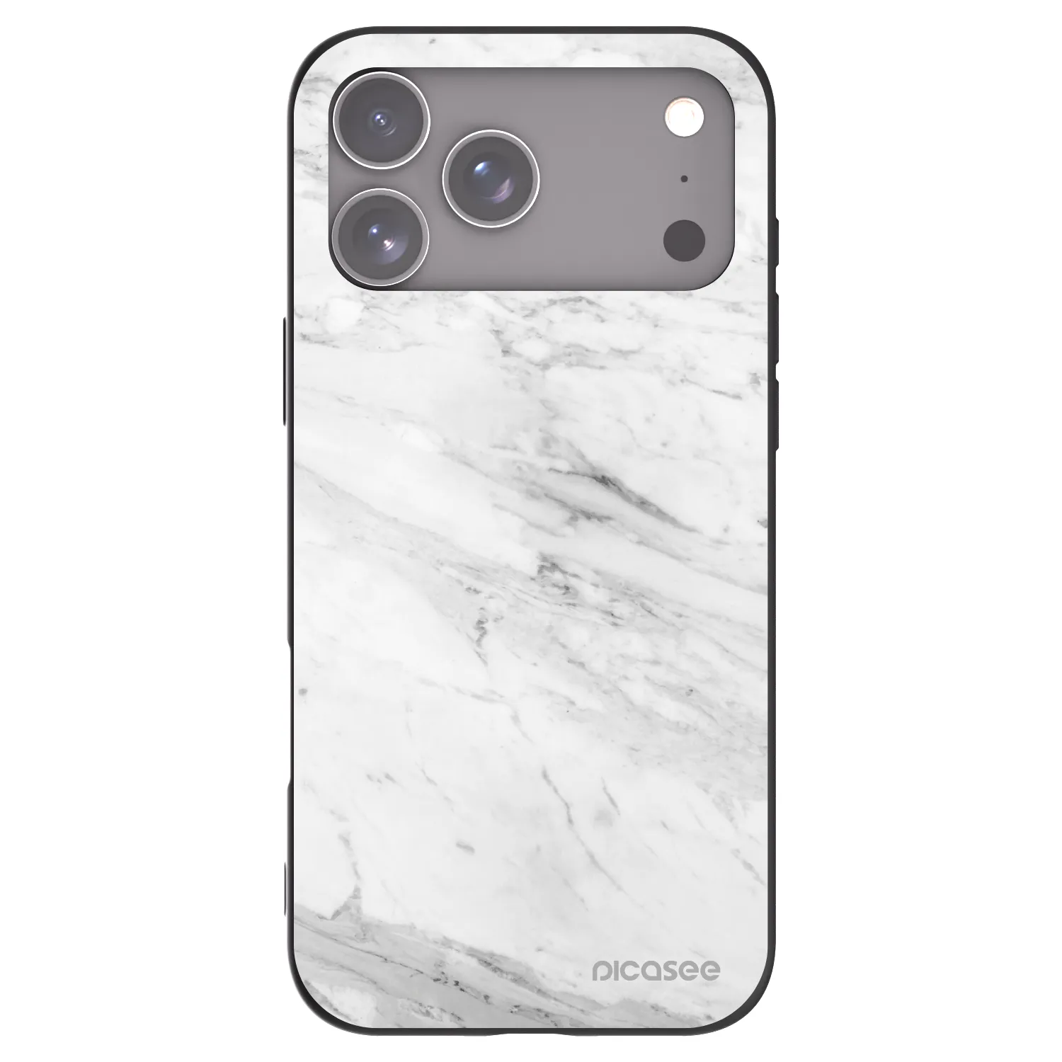 Picasee silikonski črni ovitek za Apple iPhone 17 Pro Max - White marble