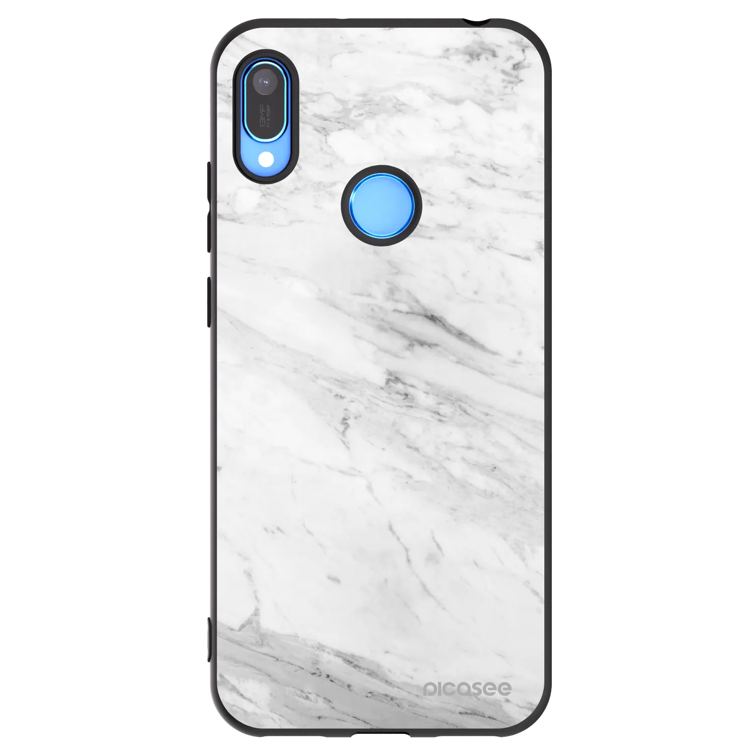 Picasee silikonski črni ovitek za Huawei Y6 2019 - White marble