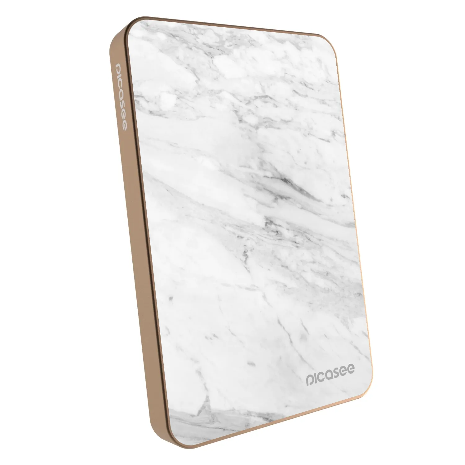 Picasee Prenosna baterija z MagSafe 5 000 mAh Zlati - White marble