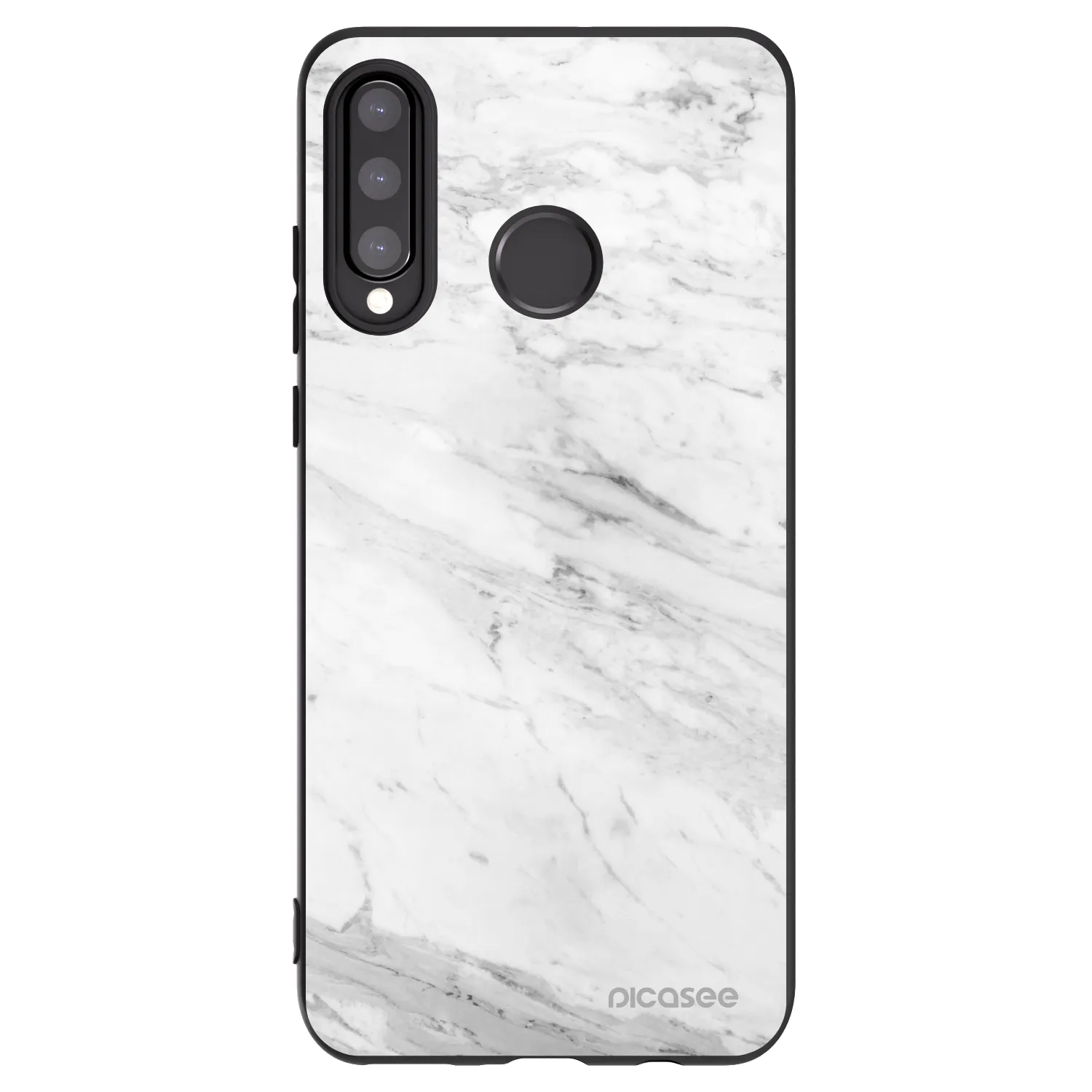 Picasee silikonski črni ovitek za Huawei P30 Lite - White marble