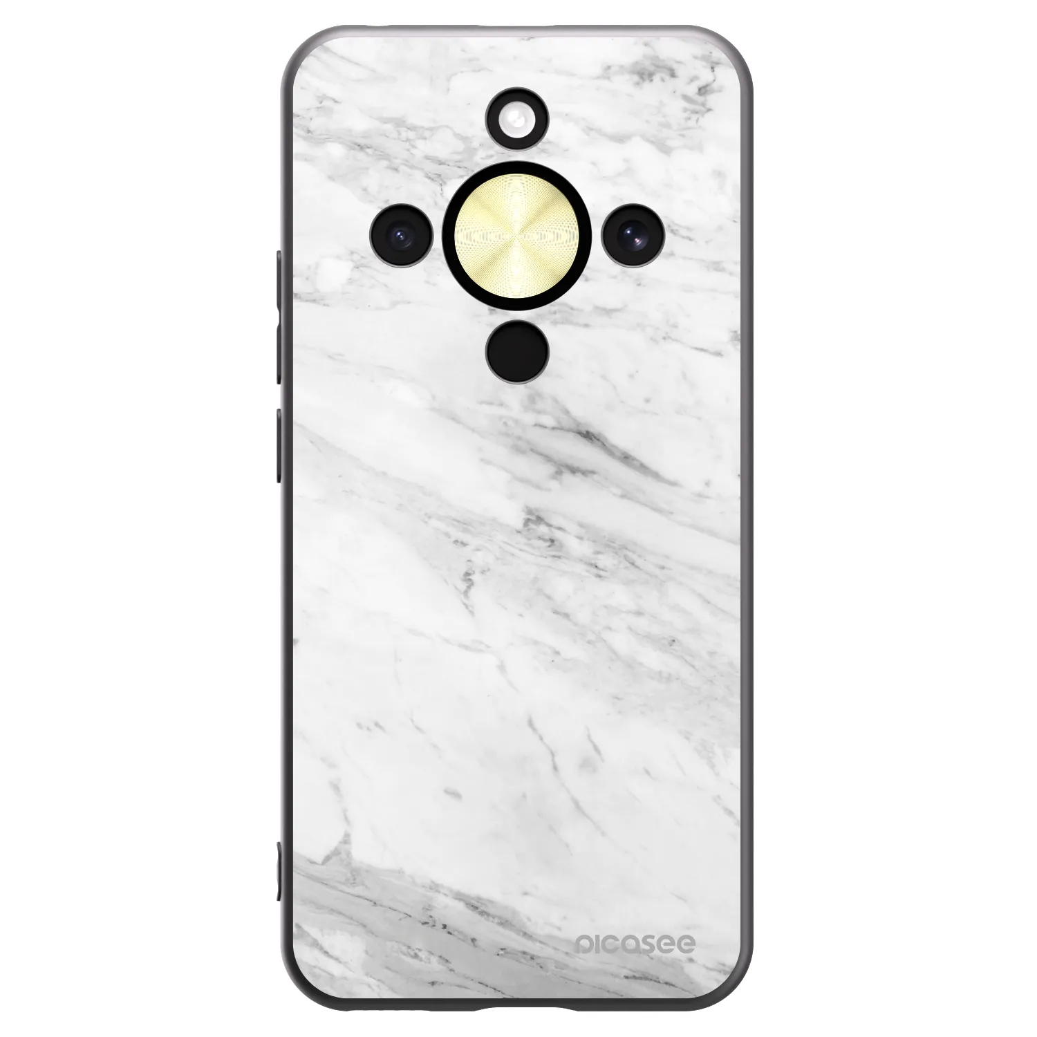 Picasee silikonski črni ovitek za Honor Magic8 Lite 5G - White marble