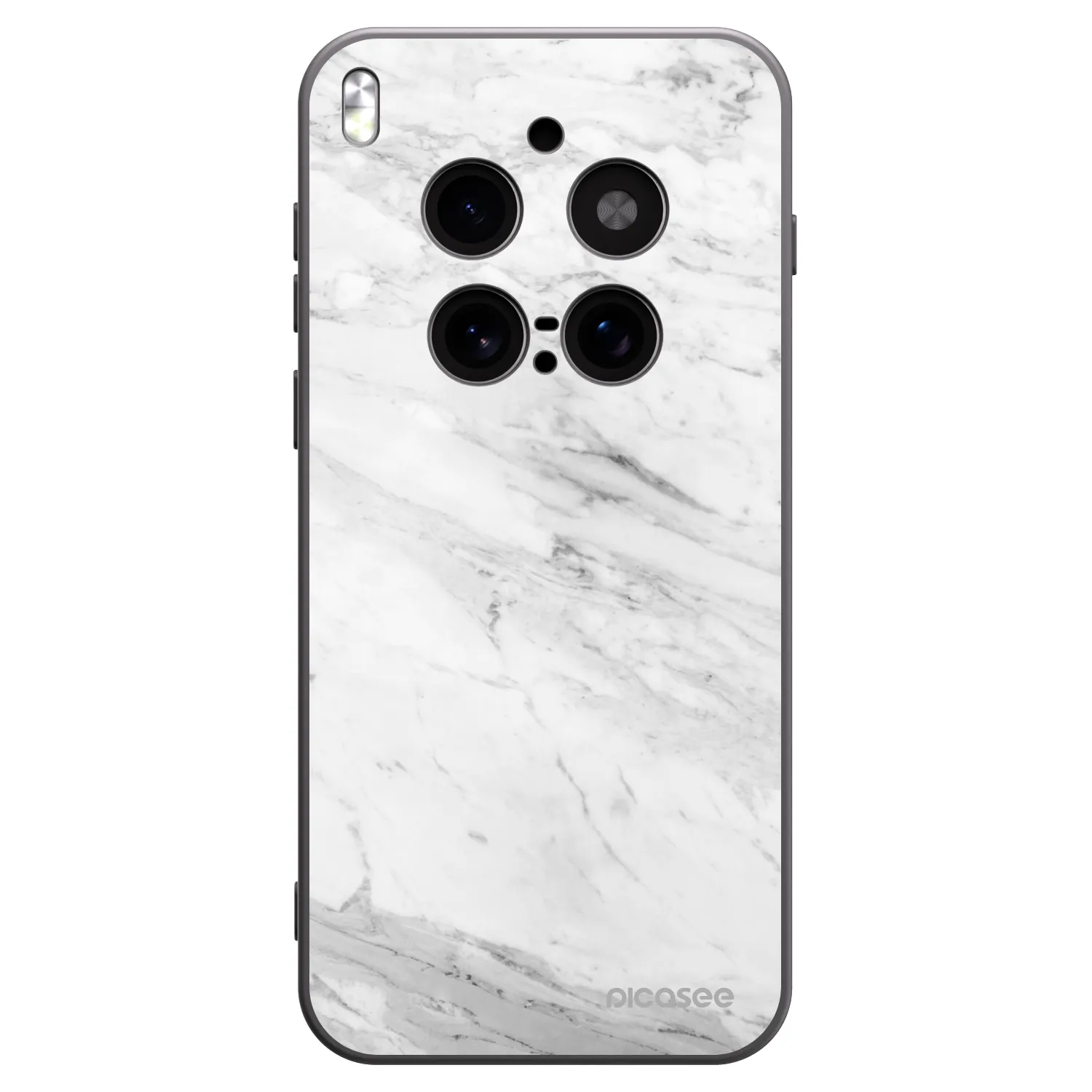 Picasee silikonski črni ovitek za Vivo X300 Pro - White marble
