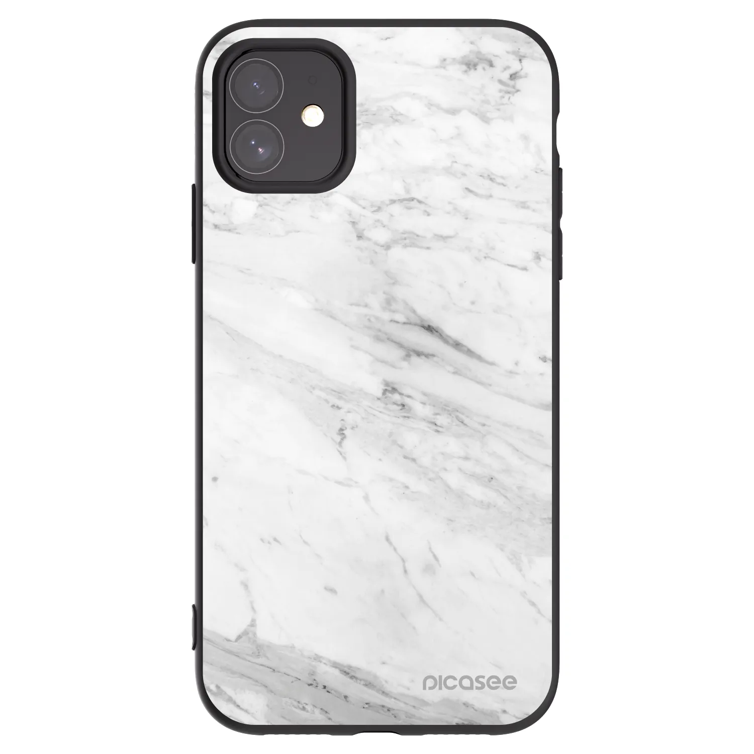 Picasee silikonski črni ovitek za Apple iPhone 11 - White marble
