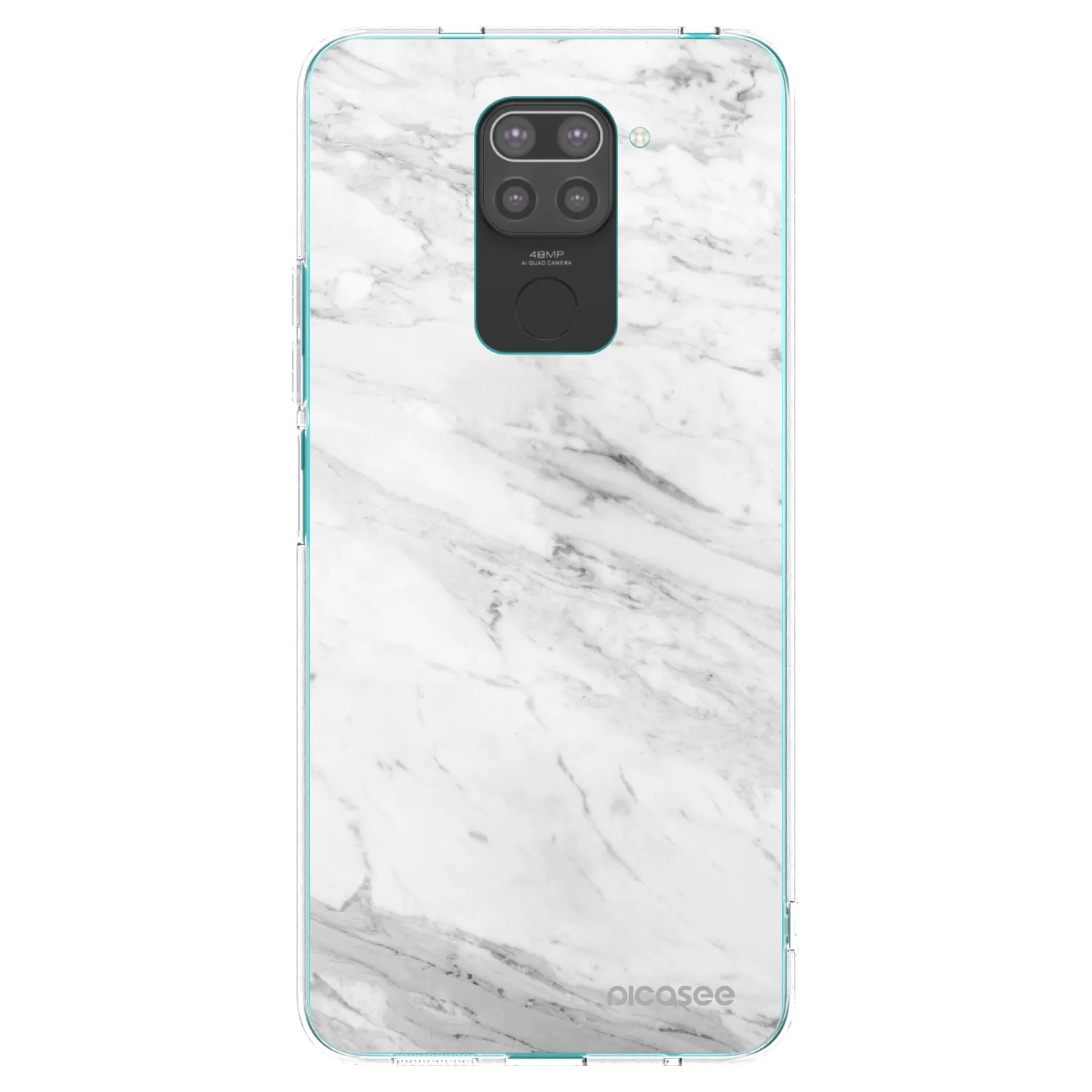Picasee silikonski črni ovitek za Xiaomi Redmi Note 9 - White marble