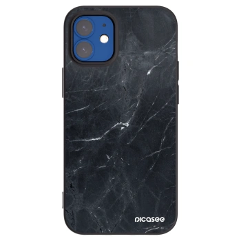 Picasee silikonski črni ovitek za Apple iPhone 12 mini - Black marble