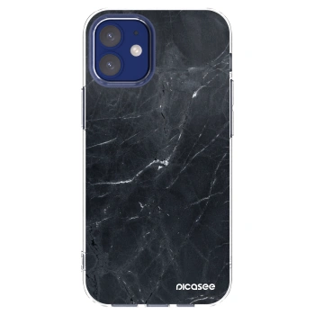 Picasee silikonski prozorni ovitek za Apple iPhone 12 mini - Black marble