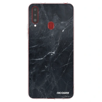 Picasee silikonski prozorni ovitek za Samsung Galaxy A20s - Black marble