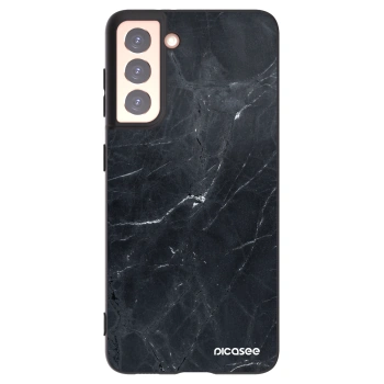 Picasee silikonski črni ovitek za Samsung Galaxy S21 5G G991B - Black marble