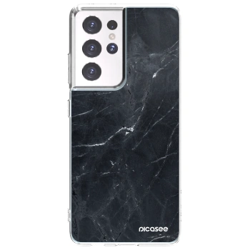Picasee silikonski prozorni ovitek za Samsung Galaxy S21 Ultra 5G G998B - Black marble