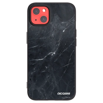 Picasee silikonski črni ovitek za Apple iPhone 13 - Black marble