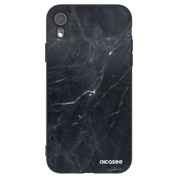 Picasee silikonski črni ovitek za Apple iPhone XR - Black marble