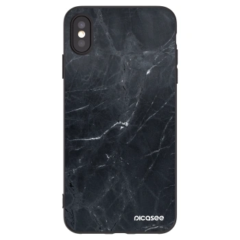 Picasee silikonski črni ovitek za Apple iPhone XS Max - Black marble