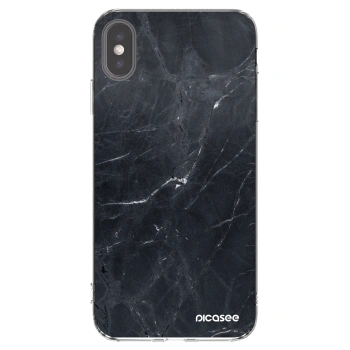 Picasee silikonski prozorni ovitek za Apple iPhone XS Max - Black marble