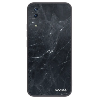 Picasee silikonski črni ovitek za Vivo Y11s - Black marble