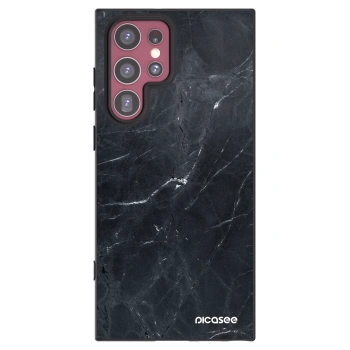 Picasee silikonski črni ovitek za Samsung Galaxy S22 Ultra 5G - Black marble